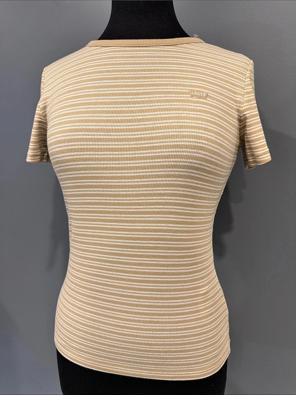 Levi's Hayes Tee Striped Short Sleeve Top Brown & White Medium